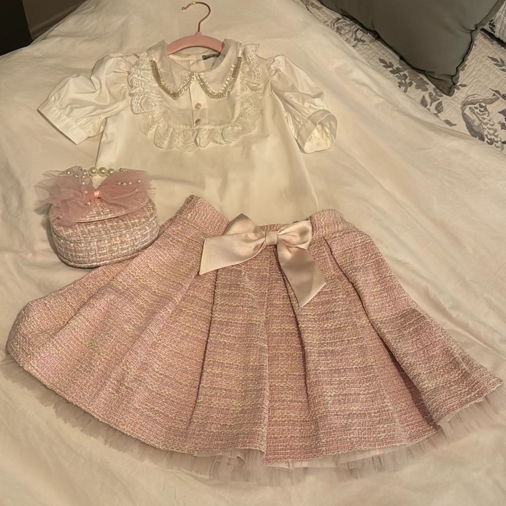 Piccola Speranza Tweed Skirt, Blouse and Purse Set